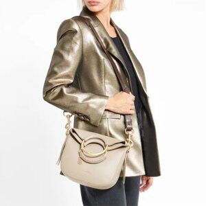 See By Chloe Monroe Small Leather Bracelet Tote in Motty Grey